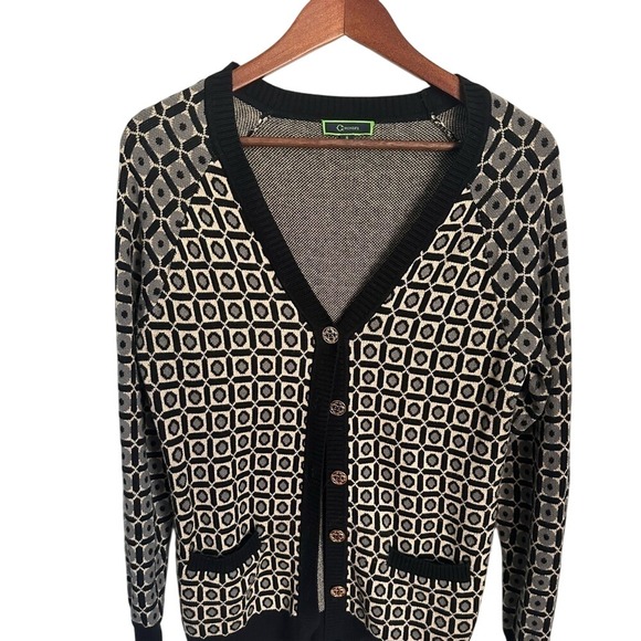 C. Wonder Sweaters - C Wonder Womens Geometric Tile V-Neck Cardigan Sweater Black Grey Small Luxury